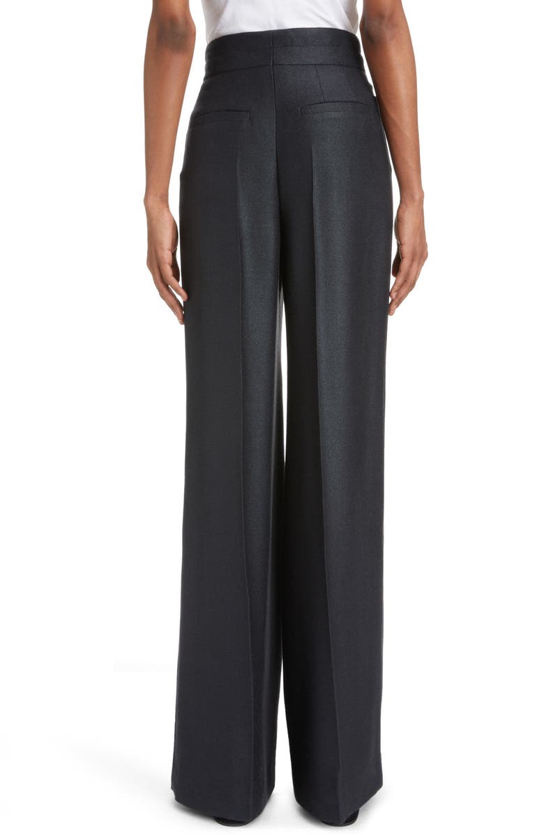 Chloé High Waist Armored Silk & Wool Wide Leg Pants, Alternate, color, 