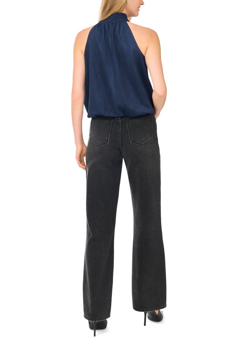 Faux Suede Halter Bubble Top, Alternate, color, NAVY BLAZER