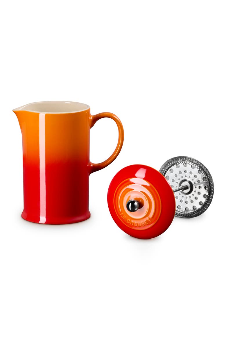 34-Ounce Stoneware French Press, Alternate, color, FLAME
