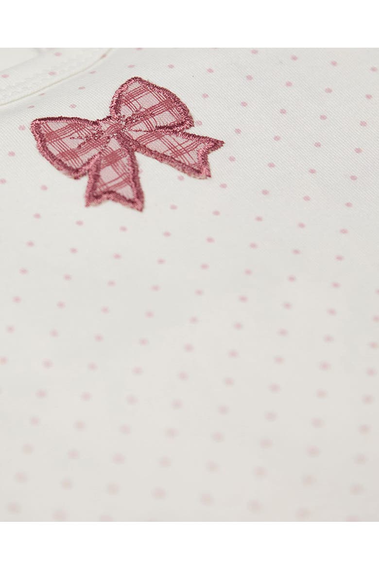Baby Put A Bow On It Polka-Dot Footie, Alternate, color, Rose