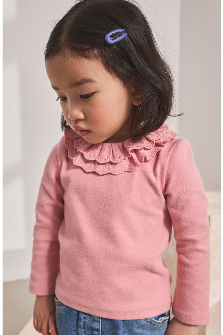 Kids' Eyelet Collar Top, Alternate, color, PINK