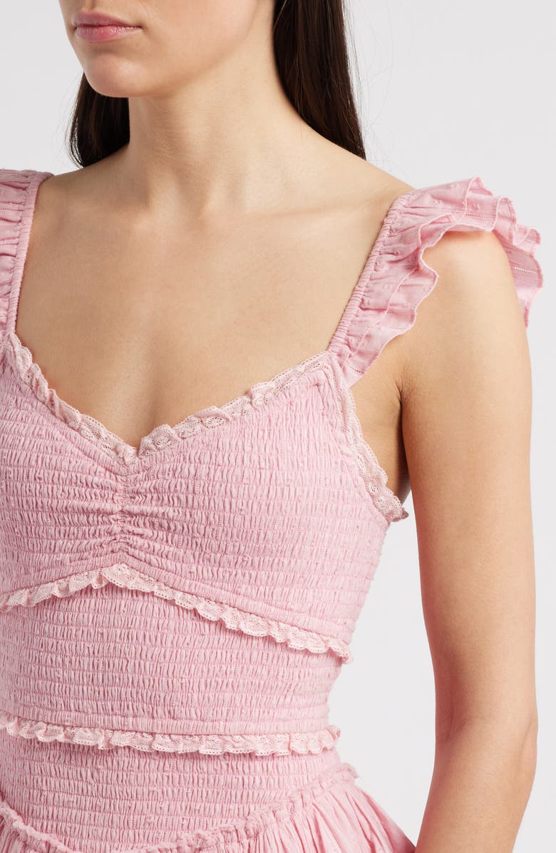 LoveShackFancy Lovine Smocked Cotton Minidress, Alternate, color, 