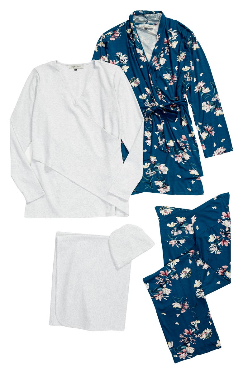 Angel Maternity Maternity/Nursing Robe, Top, Pants, Baby Wrap & Cap Set, Main, color,