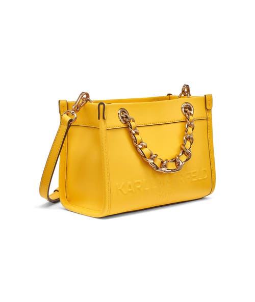 Karl Lagerfeld Savoie Leather Small Crossbody Bag In Sunflower
