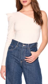 Susana Monaco Pleated One-Shoulder Knit Top