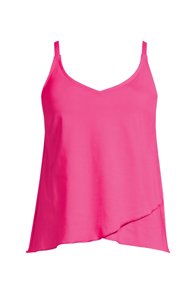 D-Cup Chlorine Resistant V-Neck Tulip Hem Tankini Swimsuit Top with Adjustable Straps, Alternate, color, Pink Azalea