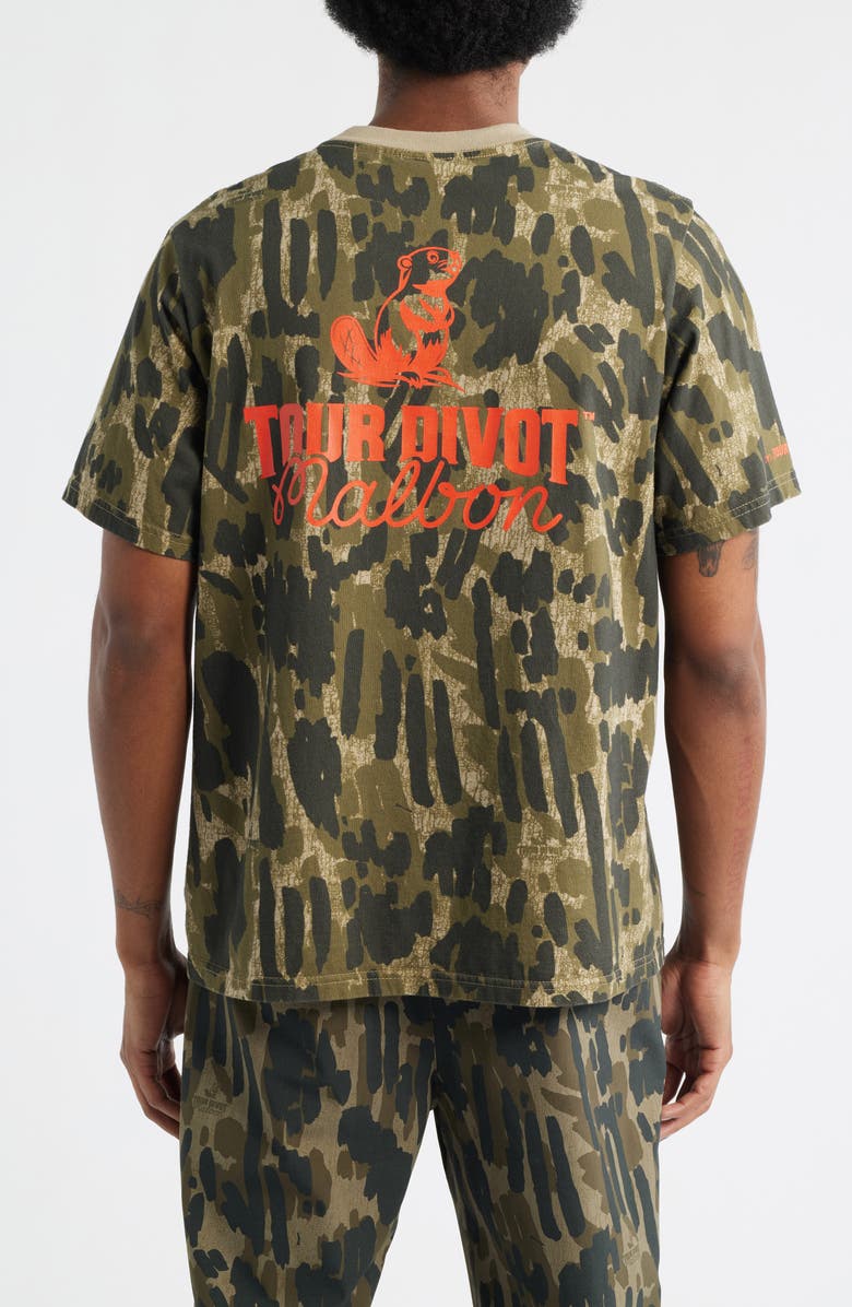 Malbon Golf Tour Divot Camo Cotton Graphic T-Shirt, Alternate, color, Bark Camo