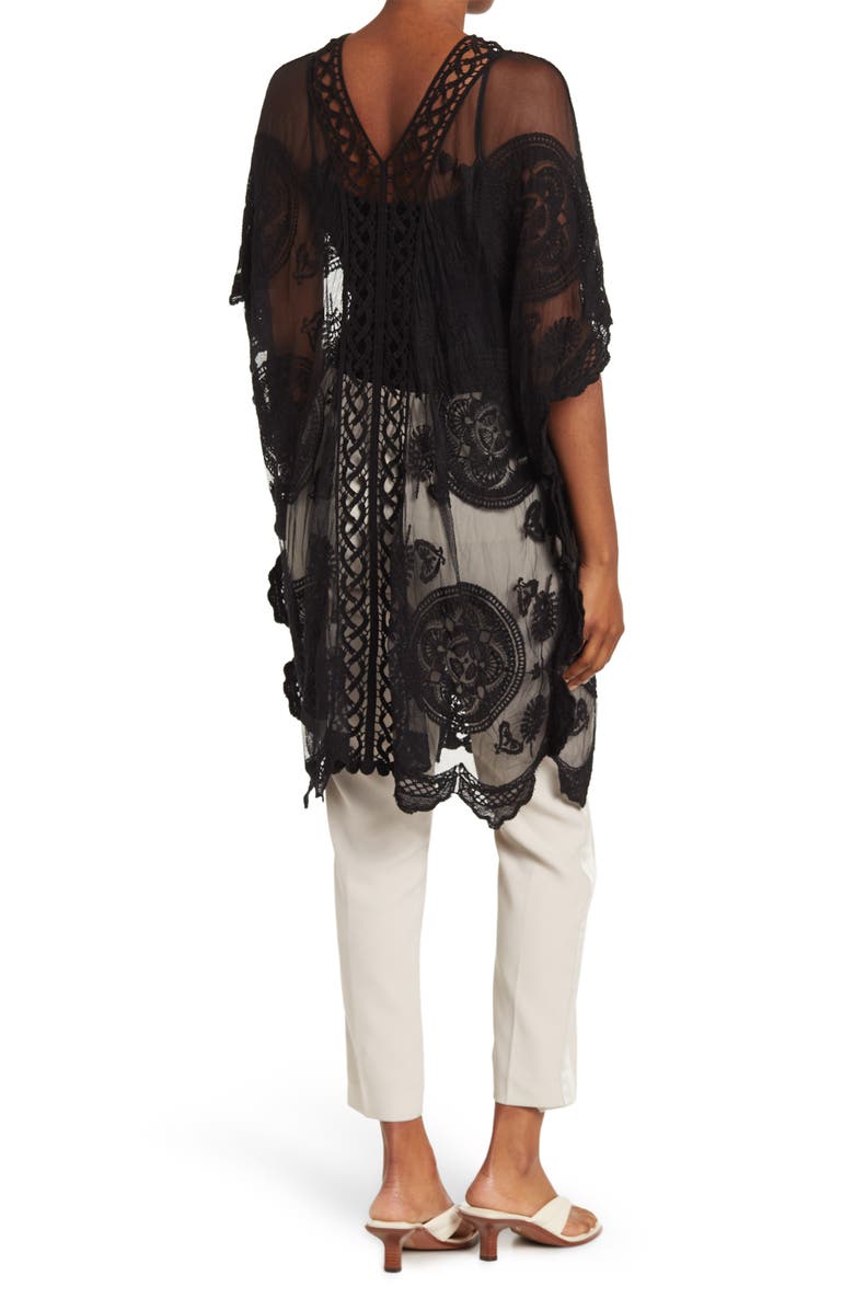 Vince Camuto Leaf Lace Topper, Alternate, color, Black