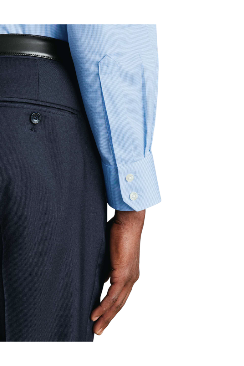 Non-Iron Puppytooth Cutaway Collar Shirt, Alternate, color, Light Blue