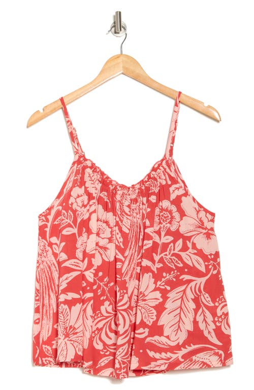 Elan Floral Flowy Cover-up Camisole In Red