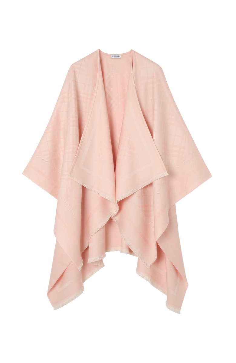Burberry Check Wool Cashmere Cape, Main, color, Compact Pink