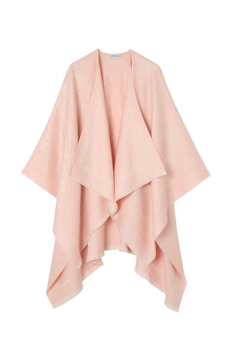 Check Wool Cashmere Cape