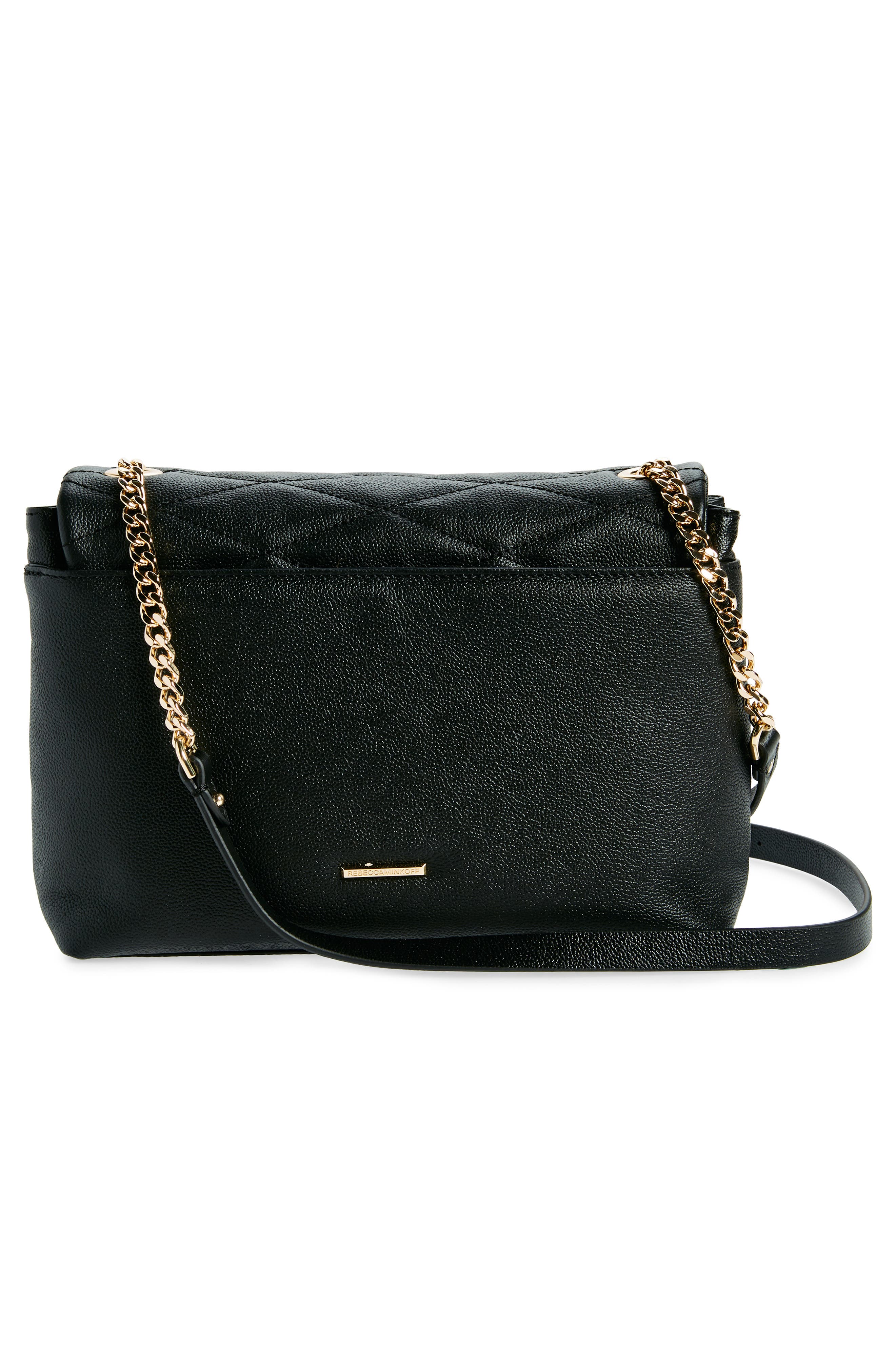 Rebecca Minkoff Edie Quilted Leather Convertible Shoulder Bag, Alternate, color, Black