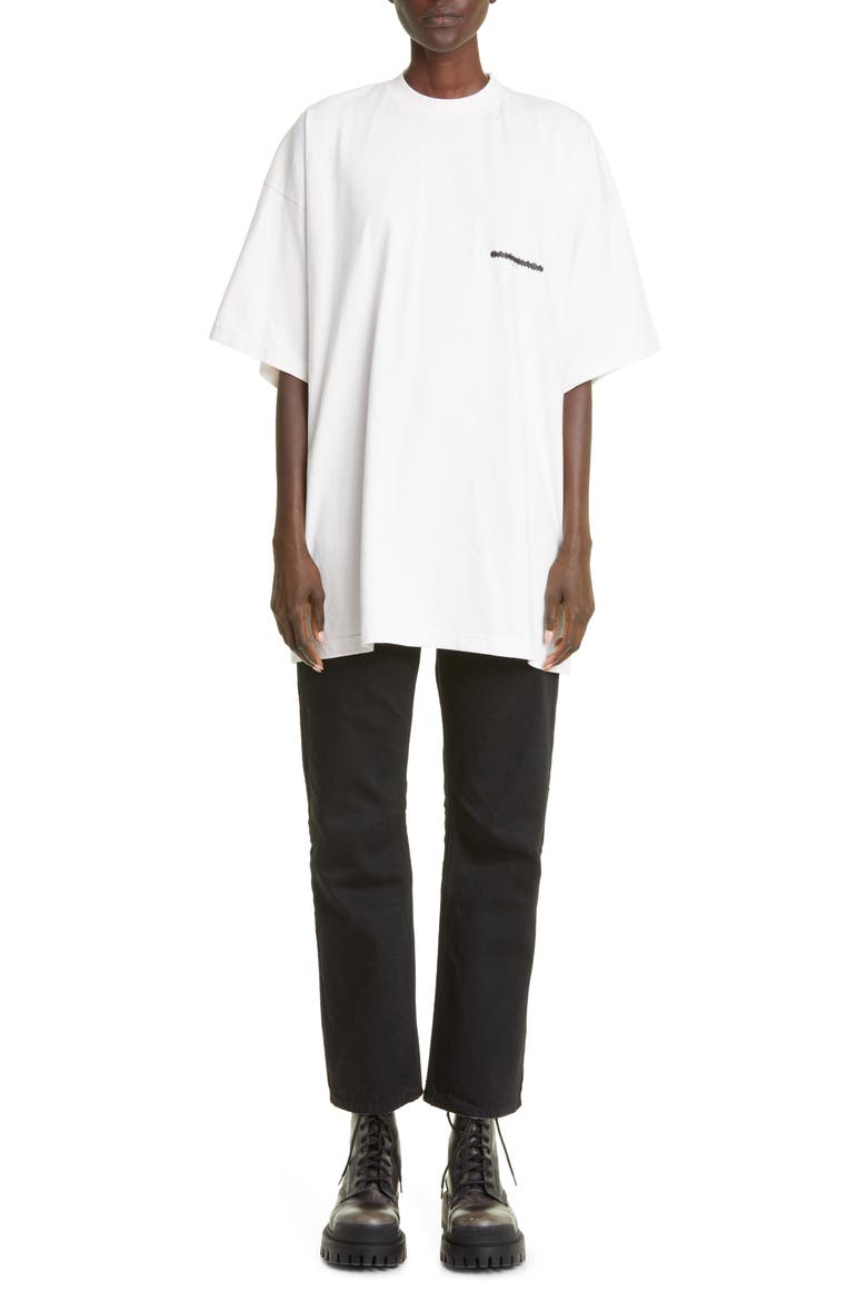 Oversize Logo Cotton Graphic Tee, Alternate, color, ECRU W