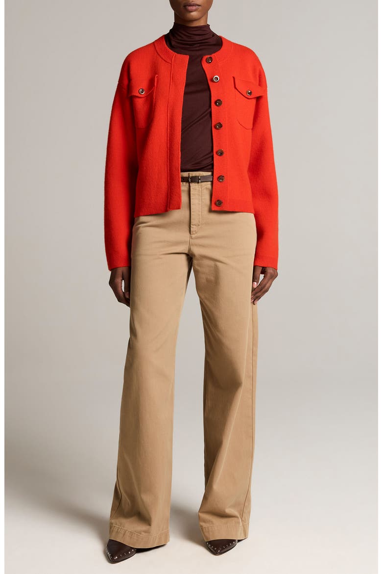 Patch Pocket Cardigan Sweater Jacket, Alternate, color, CRIMSON