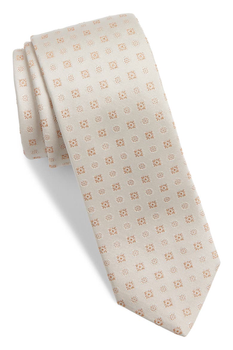 Medallion Silk Tie, Main, color, BEIGE/ KHAKI