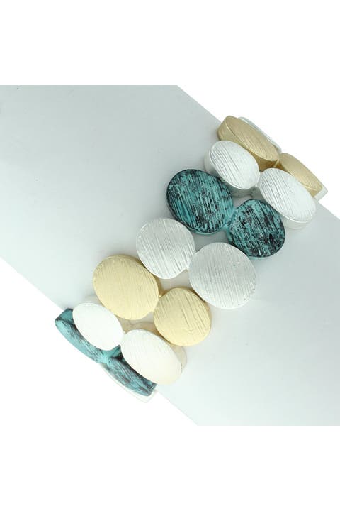 Tri-Tone Matte Patina Stretch Bracelet