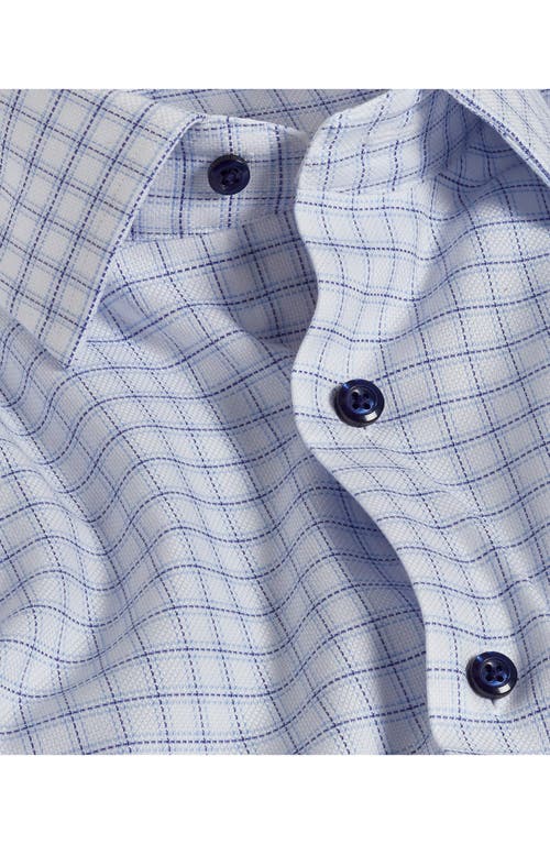 David Donahue Trim Fit Royal Oxford Check Dress Shirt In Blue