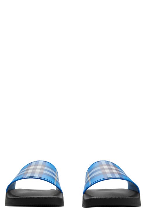 Burberry Checked Canvas Slides In Blue