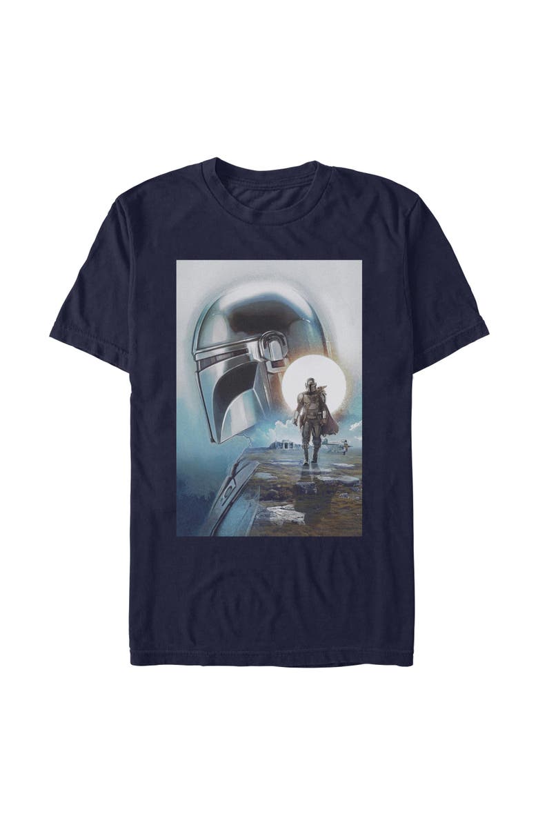 Star Wars: The Mandalorian and Grogu Men's Star Wars The Mandalorian and Grogu Din Djarin and The Child Poster  Graphic T-Shirt, Main, color, Navy Blue