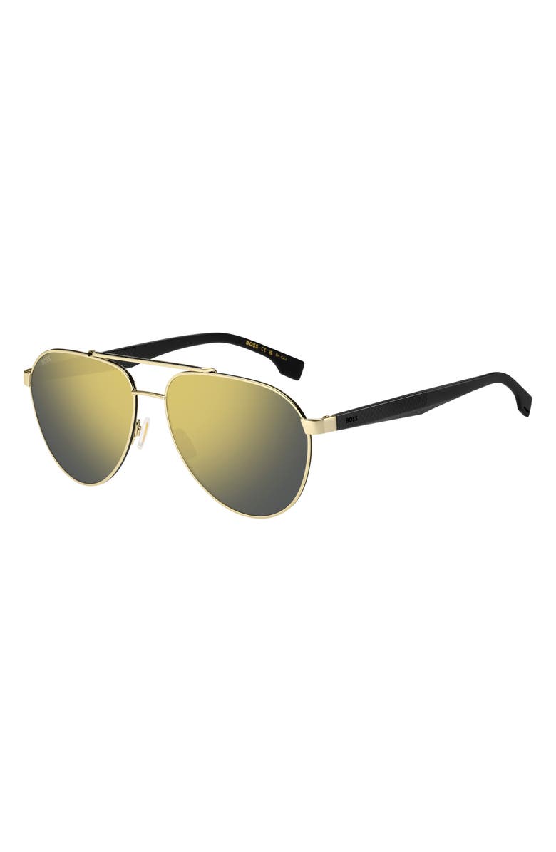 BOSS 60mm Aviator Sunglasses, Alternate, color, Gold Black
