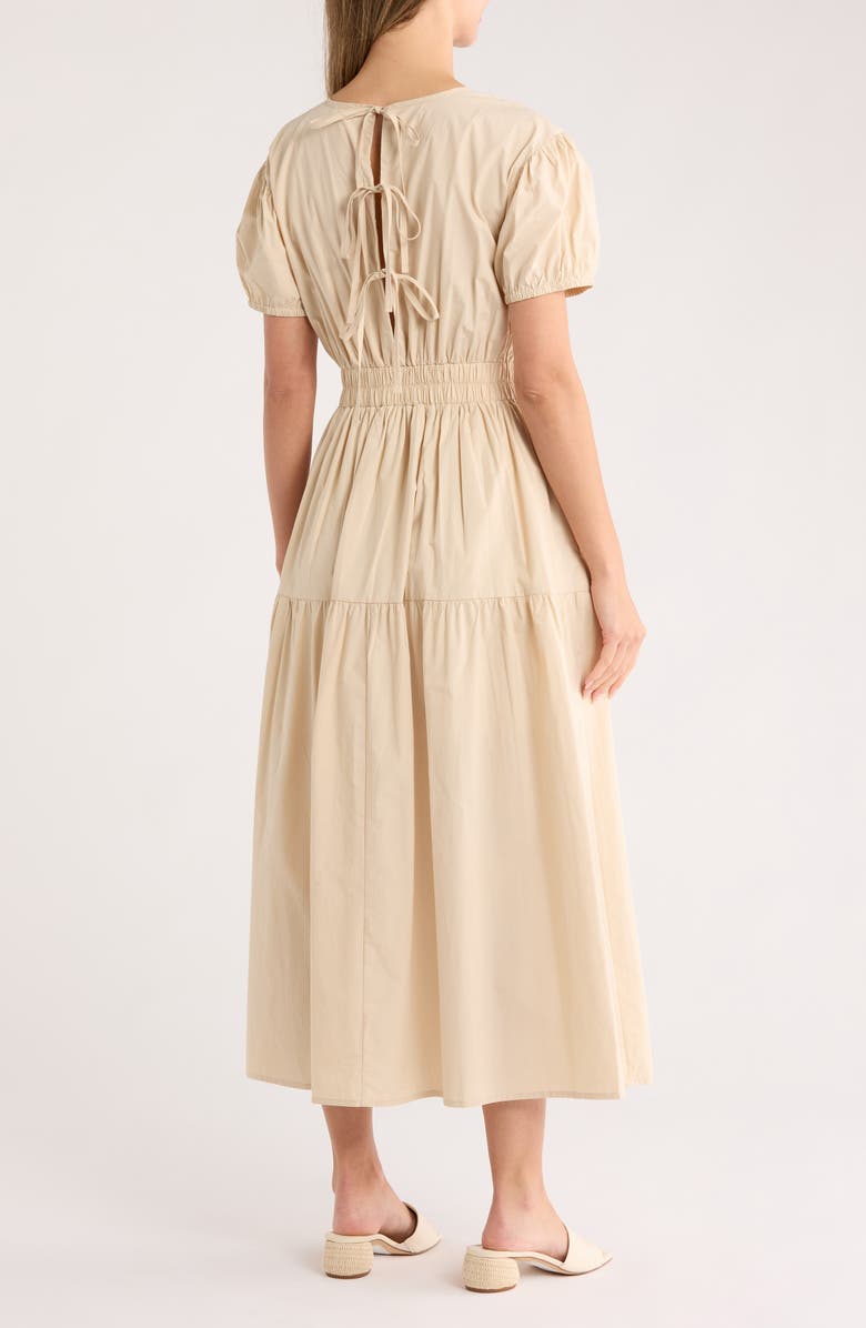 Bubble Sleeve Tiered Midi Dress