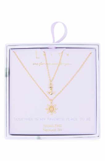 You & Me Set of 2 Anchor & Wheel Pendant Necklaces