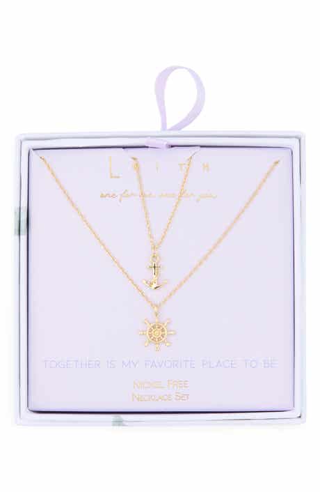 Leith You & Me Set of 2 Anchor & Wheel Pendant Necklaces