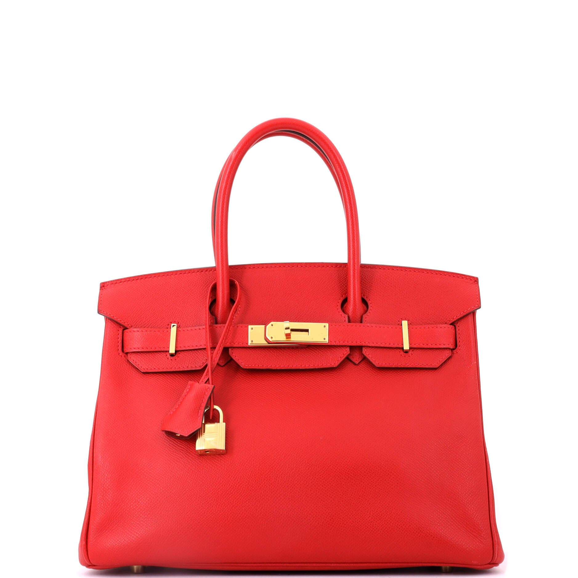 Pre-Owned Hermes Birkin Handbag Red Epsom with Gold Hardware 30, Main, color, Rouge Casaque