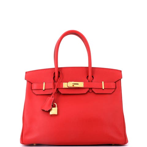 Birkin Handbag Red Epsom with Gold Hardware 30