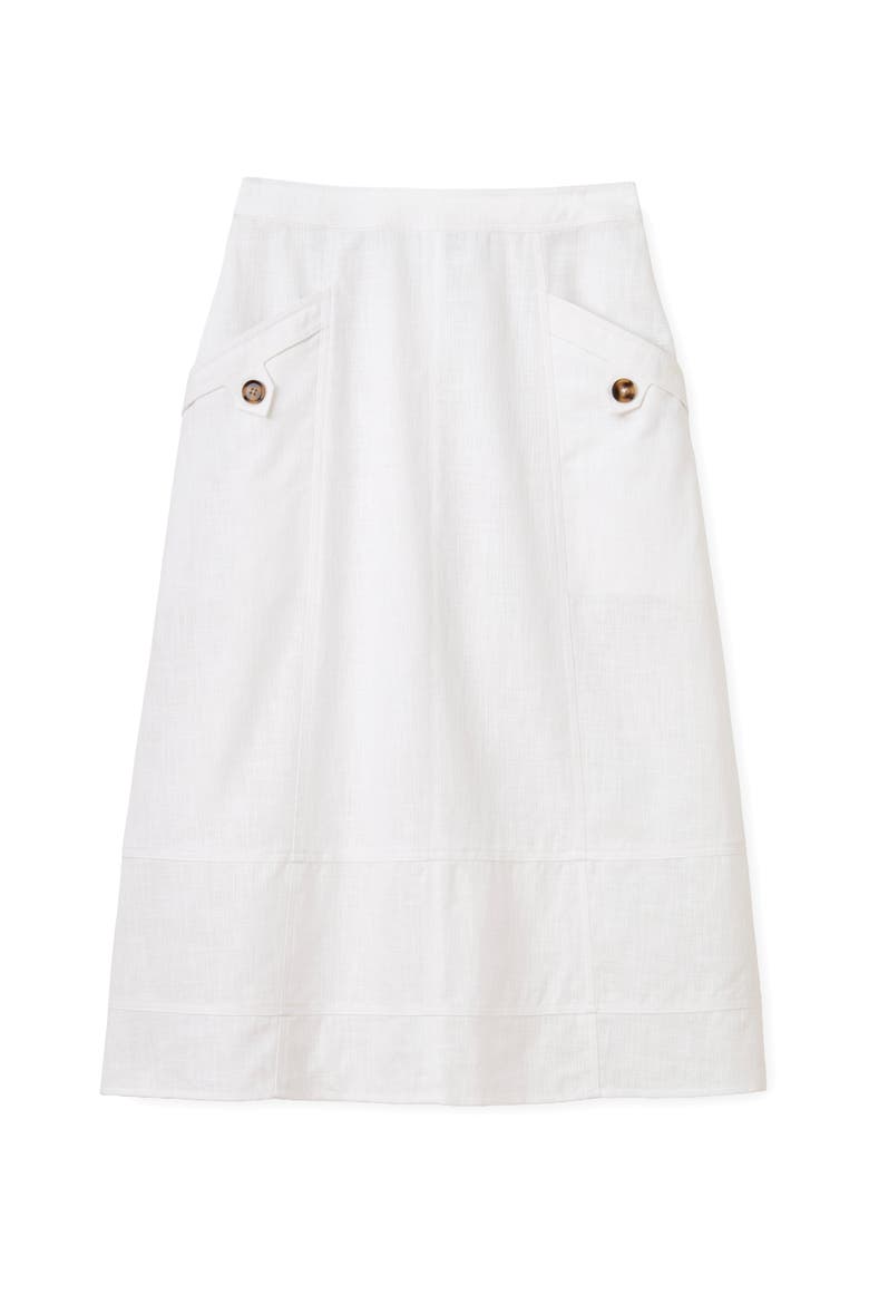 Alice Linen Skirt, Main, color, Bright White