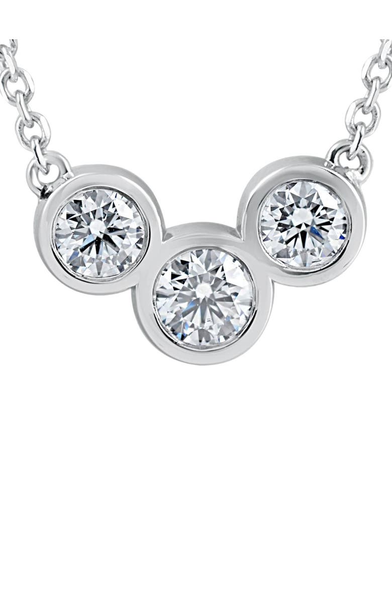 Bliss Diamond 1 3/4ct Diamond 3 Stone Bezel Pendant 14k Gold 18" Lobster Clasp Lab Grown, Main, color, 