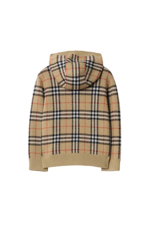 Burberry Childrens Check Wool Zip Hoodie In Multi
