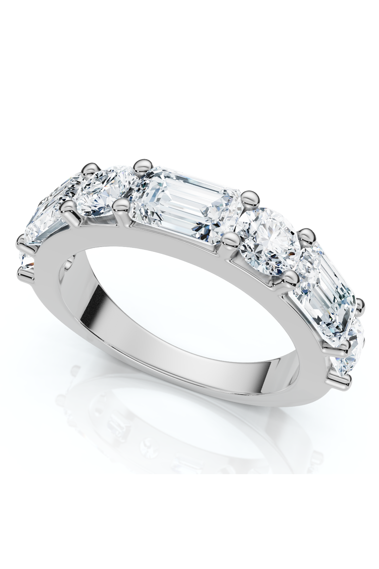 2.30Ct Emerald & Round Diamond Wedding Ring 14k Gold or Platinum Lab Grown, Alternate, color, 14k White Gold
