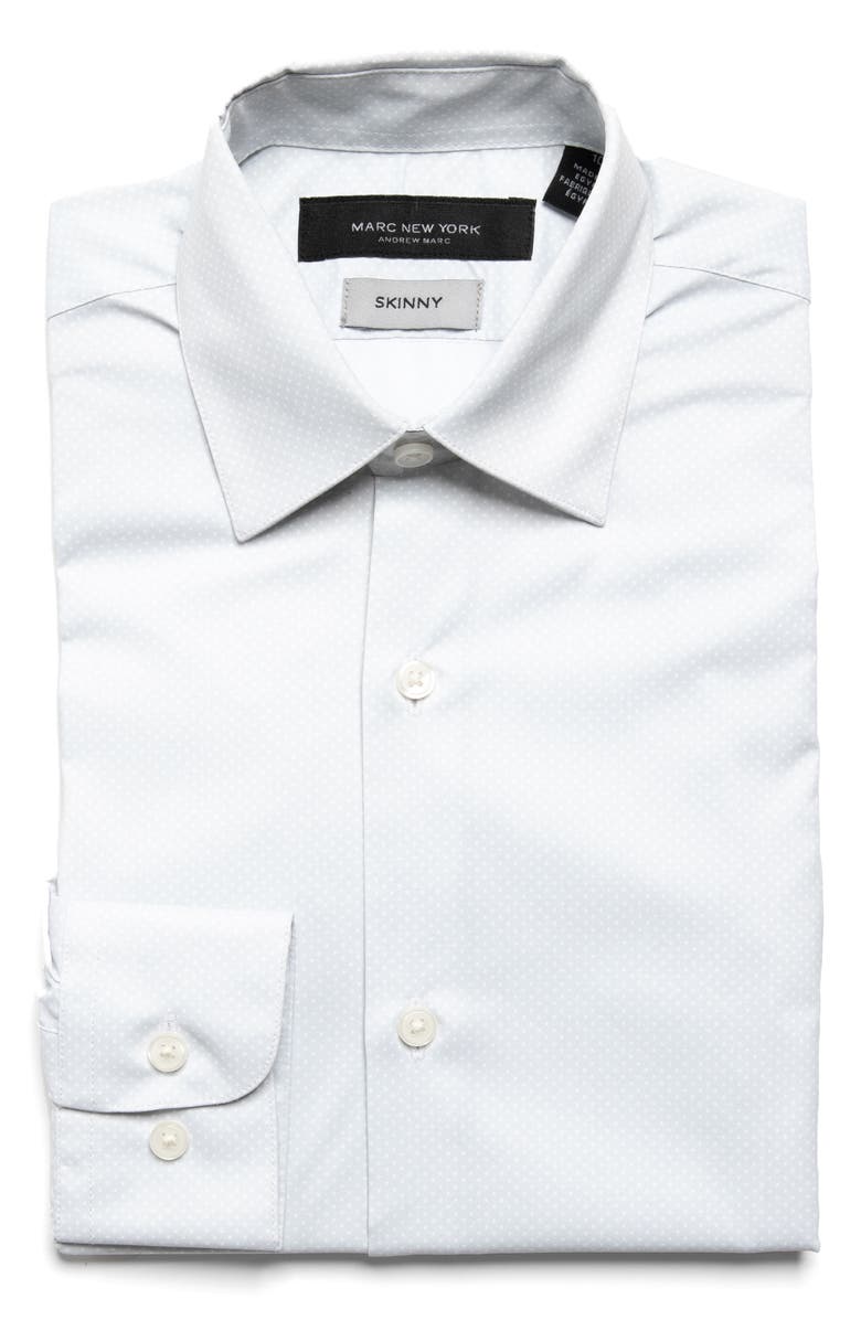 Andrew Marc Kids' Pin Dot Button-Up Shirt, Main, color, Grey/ White