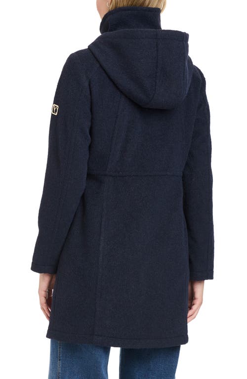 Vince Camuto Walking Coat With Removable Hood In Blue