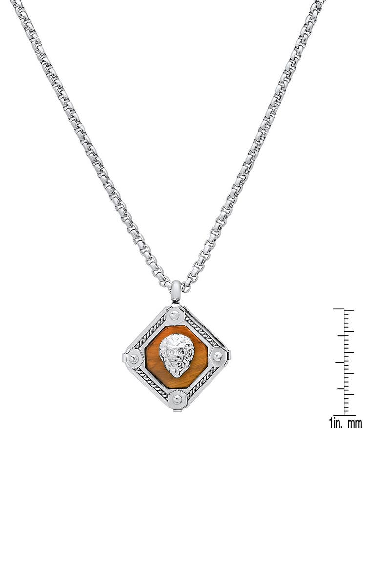 Men's Stainless Steel Tiger's Eye Pendant Necklace, Alternate, color, SILVER MULTI