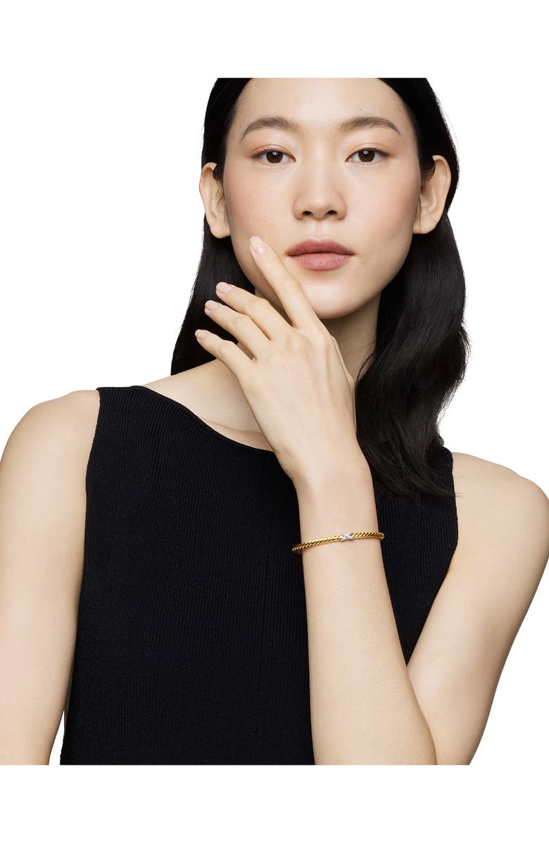 David Yurman X Cablespira<sup>®</sup> Station Bracelet in 18K Yellow Gold with Pavé Diamonds, 4mm, Alternate, color, Diamond