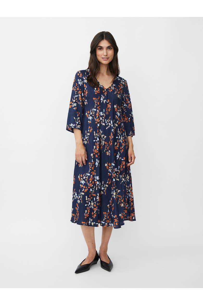 MaNorelle V-Neck 3/4 Sleeve Midi Dress, Main, color, Autumnal
