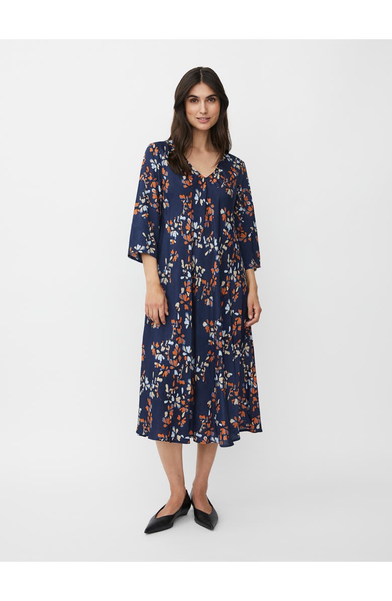 Masai Copenhagen MaNorelle V-Neck 3/4 Sleeve Midi Dress, Main, color, Autumnal