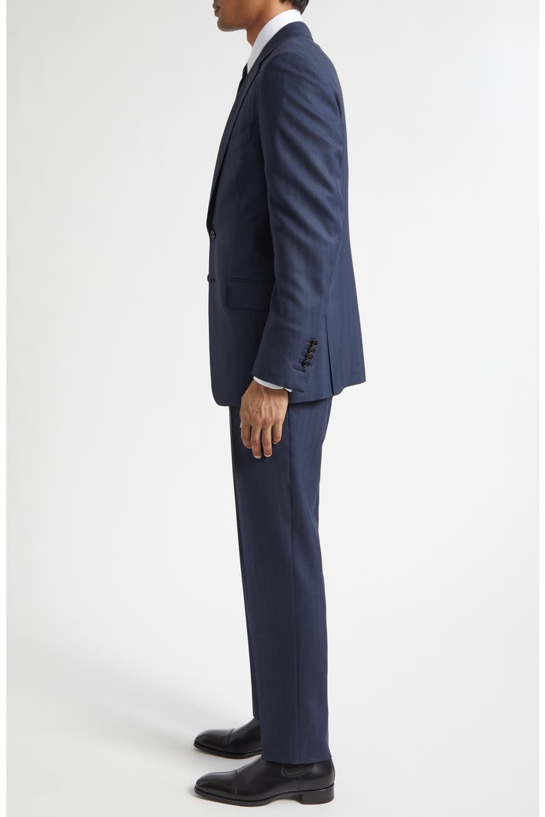 Wool Sharkskin Herringbone Suit, Alternate, color, NAVY