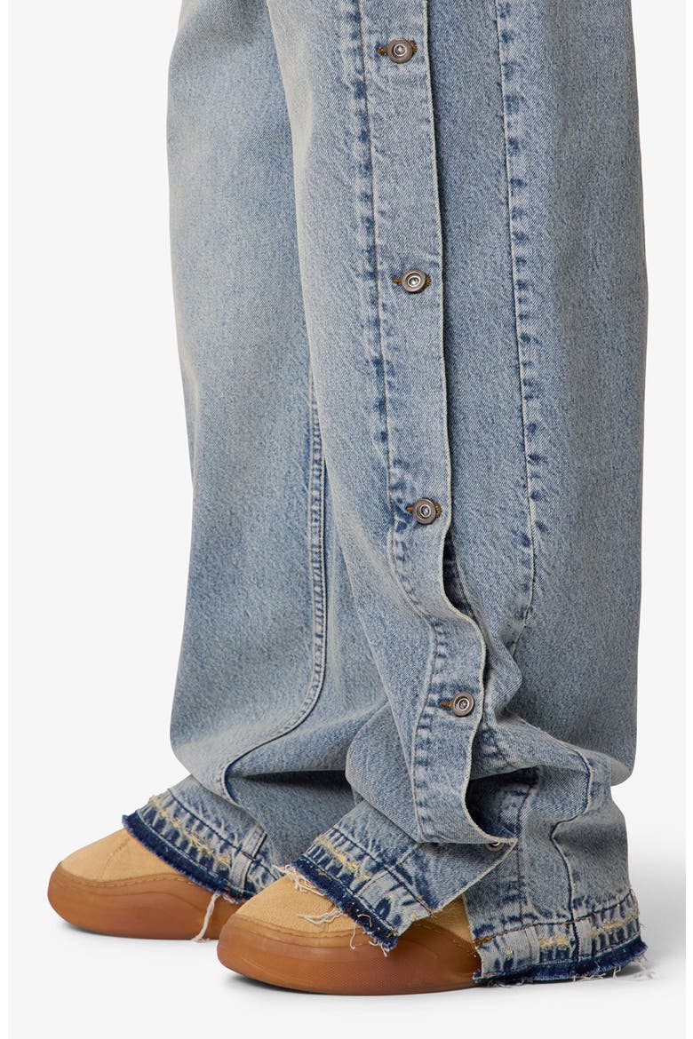 Offset Button Baggy Jeans, Alternate, color, MEDIUM BLUE