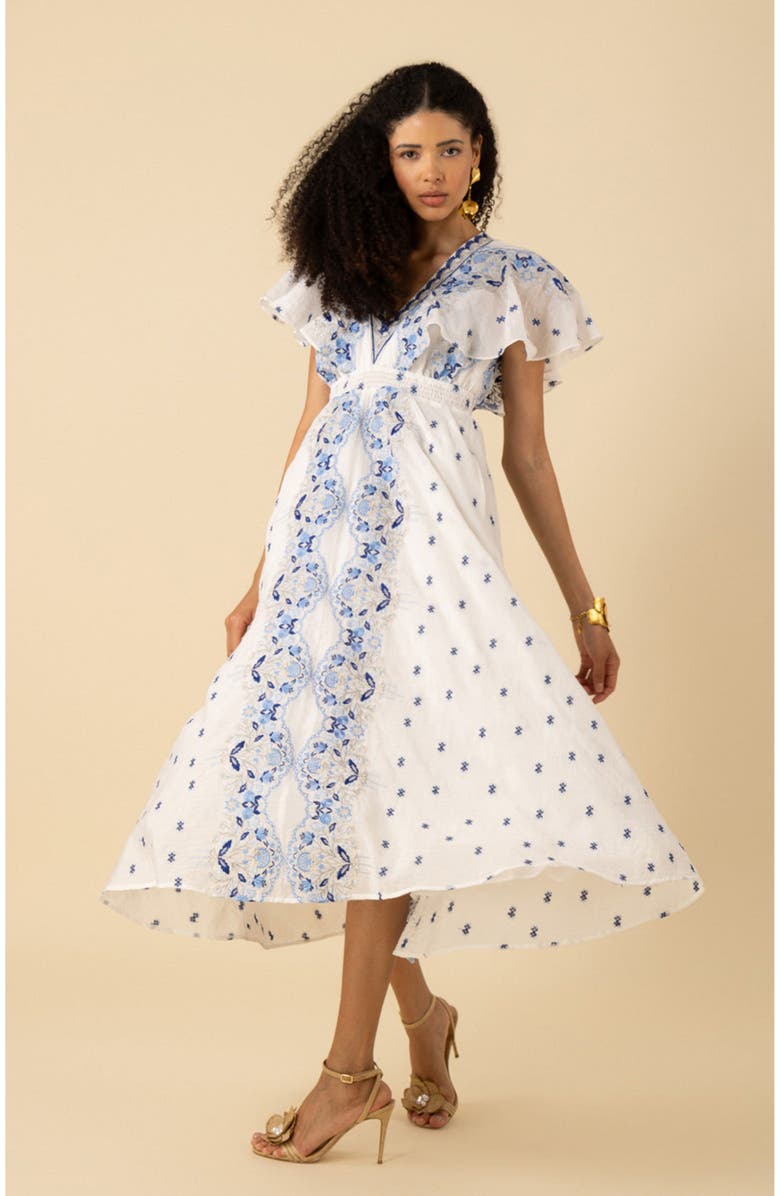 Hale Bob Elianna Embroidered Organza Maxi Dress, Alternate, color,