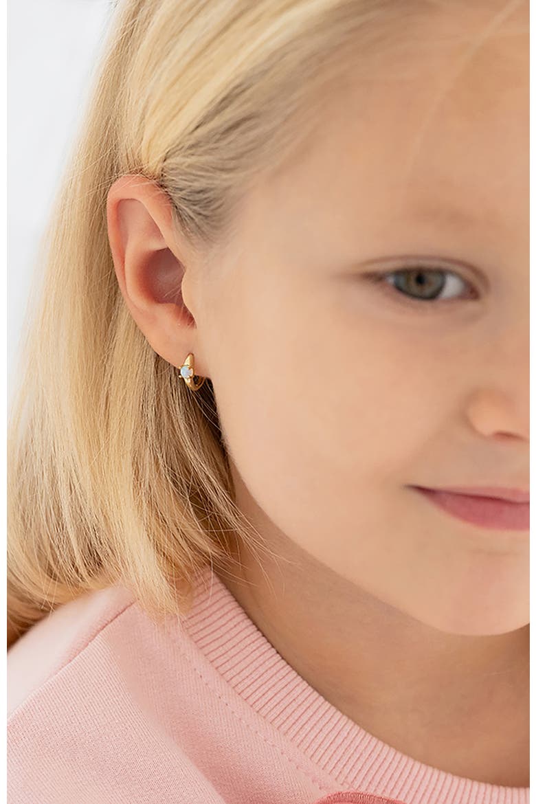 14k Gold Single Opal Hoops, Alternate, color, Opal