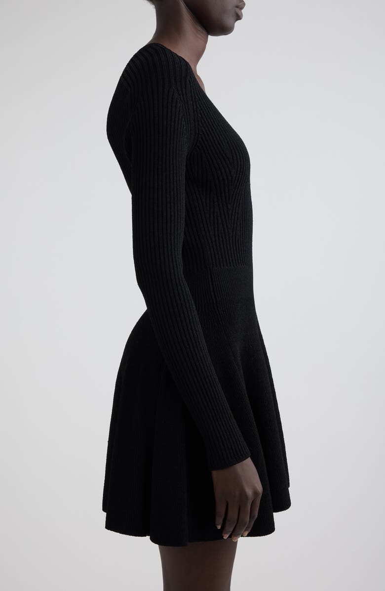 Balmain Long Sleeve Rib Sweater Dress, Alternate, color, 