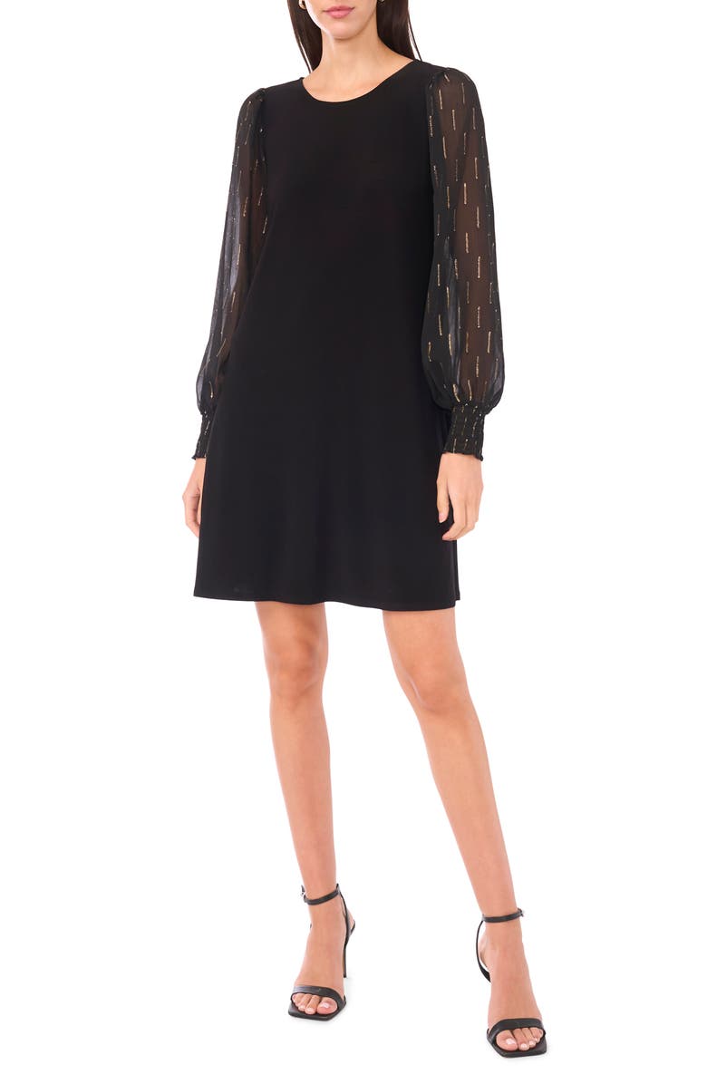 Halogen<sup>®</sup> Balloon Sleeve Shift Dress, Main, color, Rich Black 060