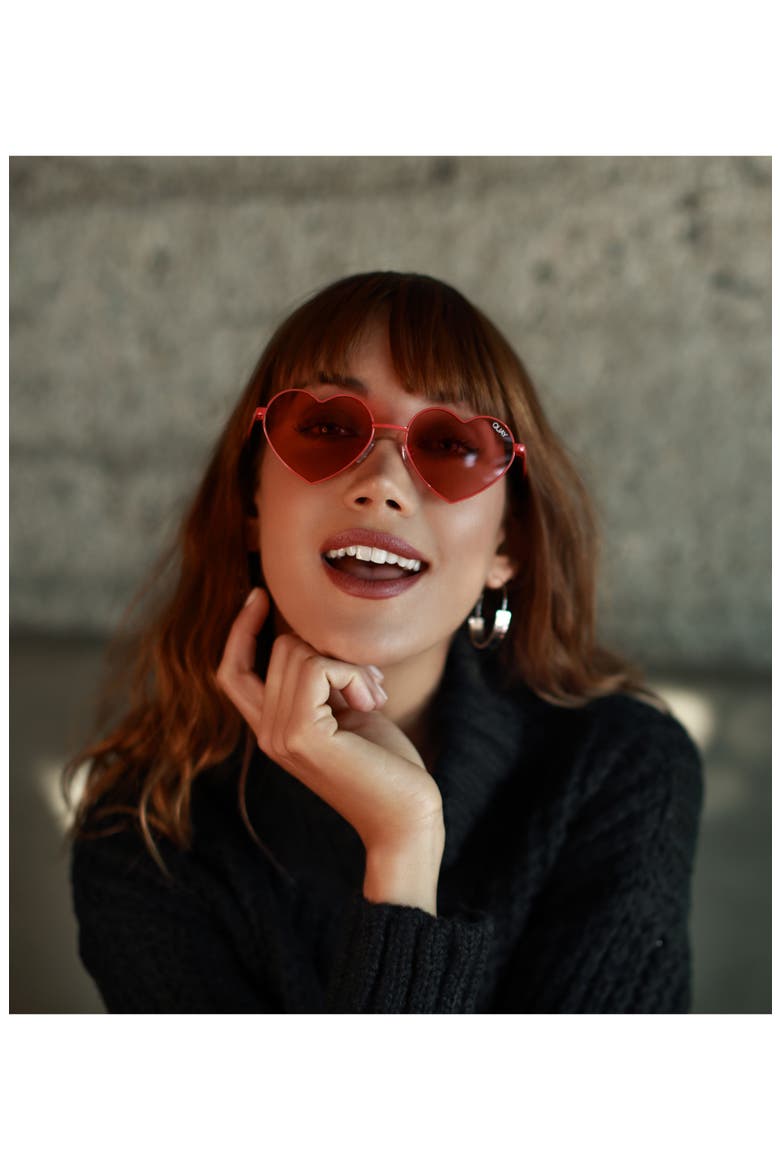 Australia 53mm Heart Breaker Heart-Shaped Sunglasses, Alternate, color, RED/ RED
