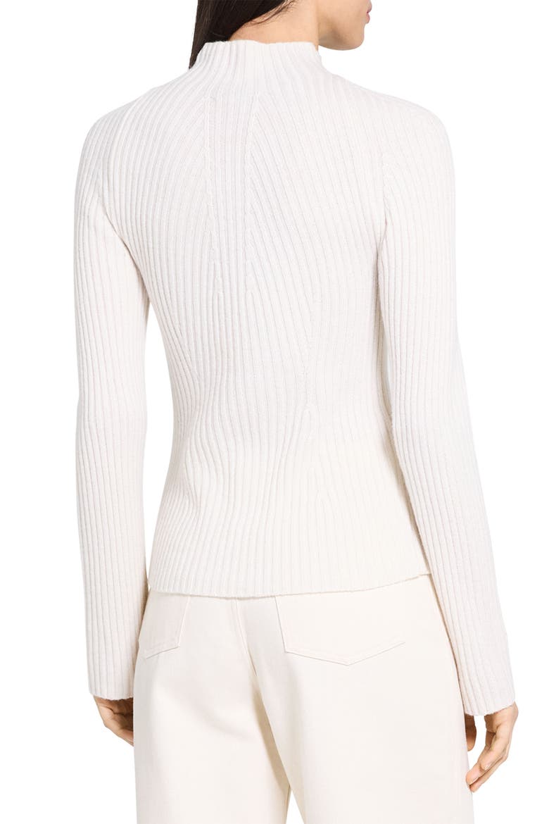Traveling Mock Neck Rib Cashmere Sweater, Alternate, color, IVORY