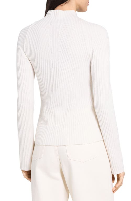 Theory Traveling Mock Neck Rib Cashmere Sweater In White