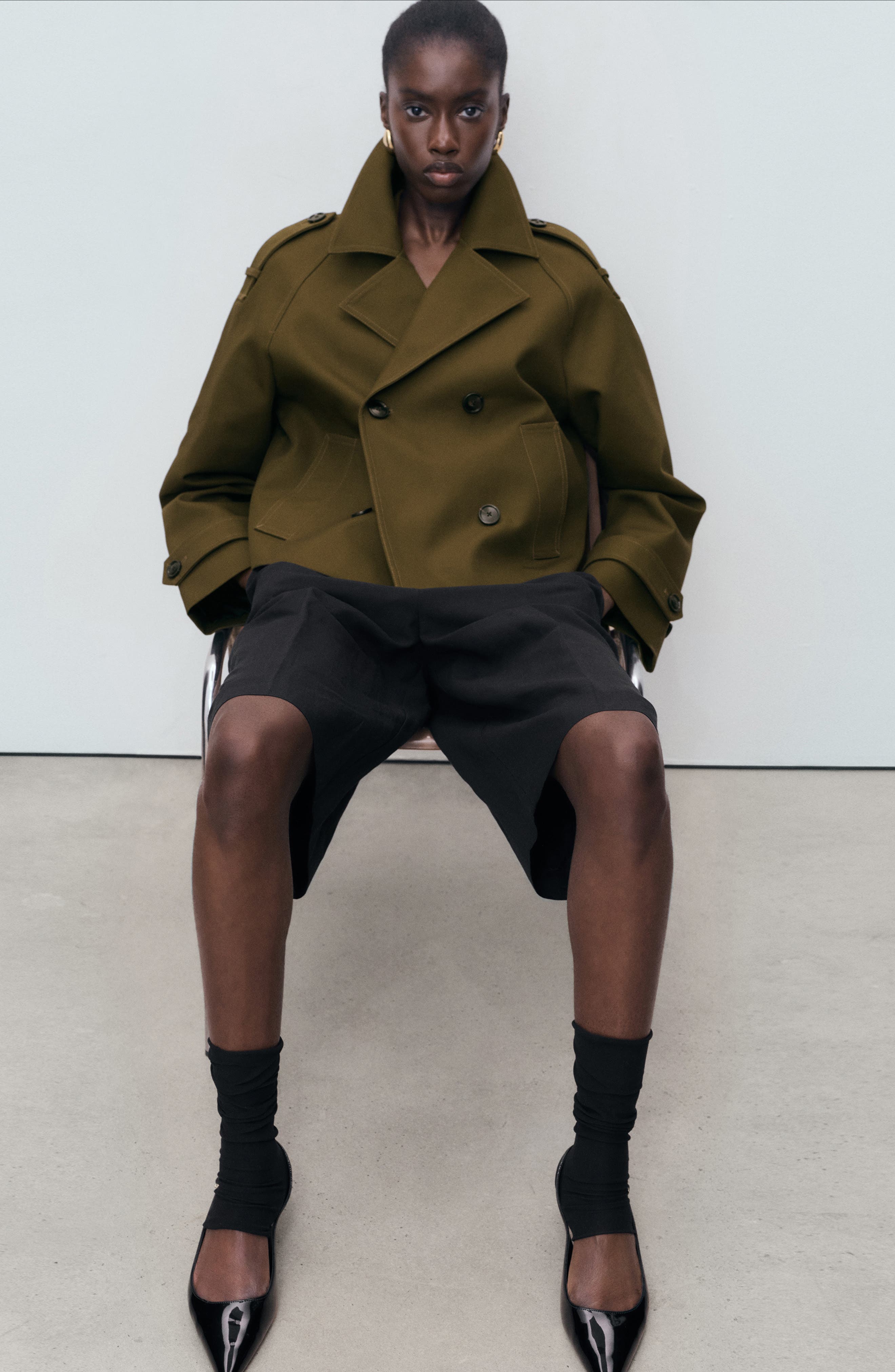 Oversize Crop Cotton Trench Coat - image 2